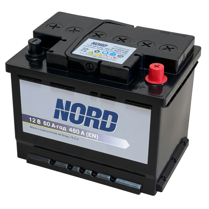Акумулятор 6CT-60 NORD 60Ah-12V (242х175х190),(+ праворуч), EN480