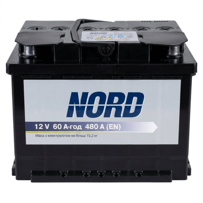 Акумулятор автомобільний 6CT-60 NORD 60Ah-12V (242х175х190), (+ ліворуч), EN480