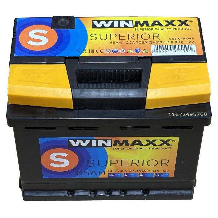 Акумулятор 6CT-65 WinMaxx Superior 65Ah-12V (242х175х190), (+ праворуч), EN650