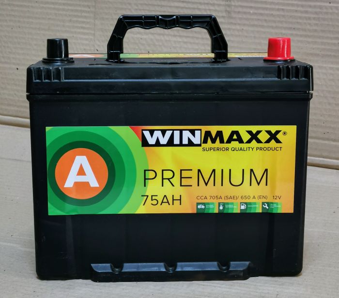 Акумулятор 6CT-75 WinMaxx Premium Asia 75Ah-12V (260х175х225), (+ справа), EN650