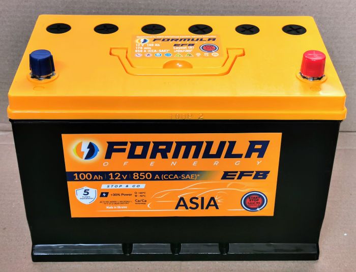 Акумулятор автомобільний 6CT-100 Formula Asia EFB 100Ah-12V (305х175х225), (+ праворуч), CCA850
