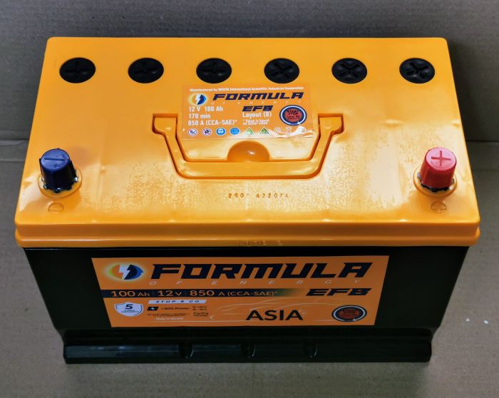 Акумулятор автомобільний 6CT-100 Formula Asia EFB 100Ah-12V (305х175х225), (+ праворуч), CCA850